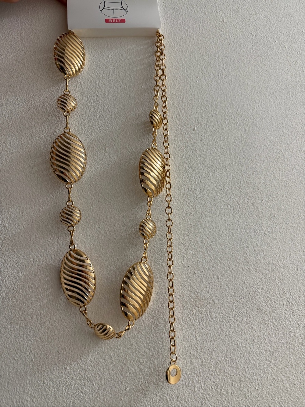 NWT Vintage Gold Chain Belt Chunky Textured Oval Statement Link Adjustable